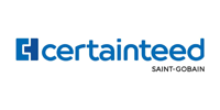 CertainTeed logo with blue square-and-C icon, and text in a blue font,