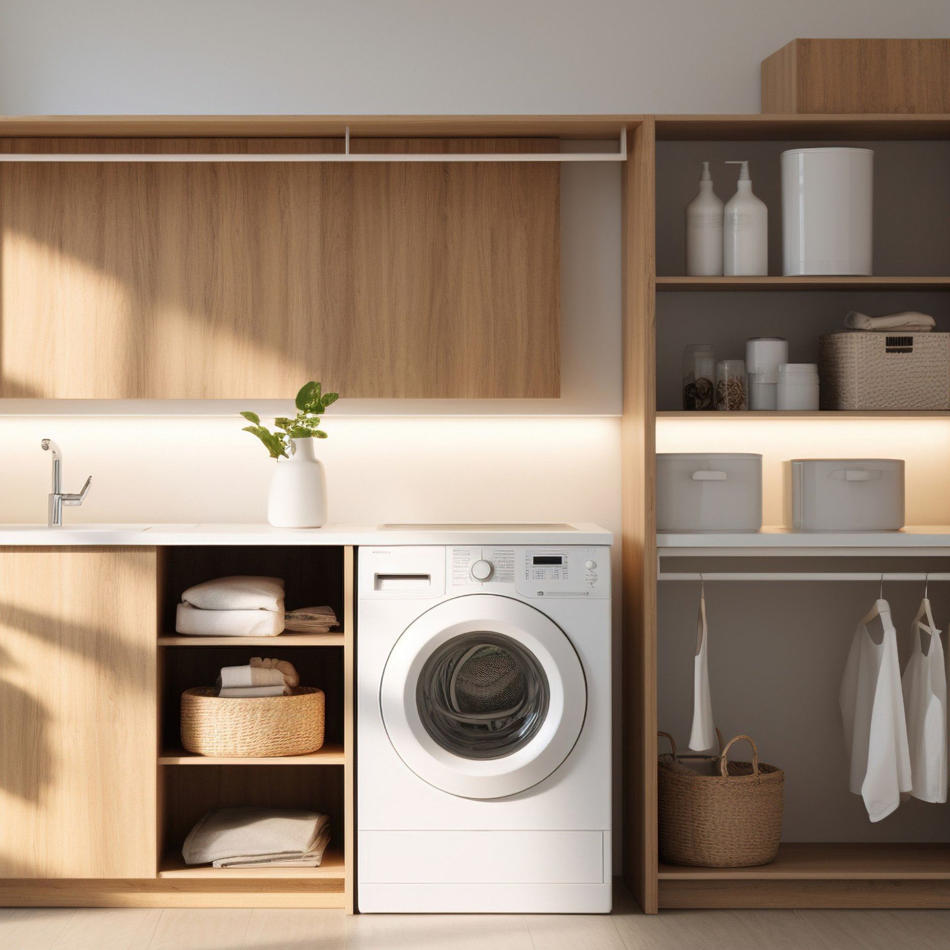 A laundry room with a washing machine and dryer