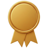 Gold award medal with ribbon.
