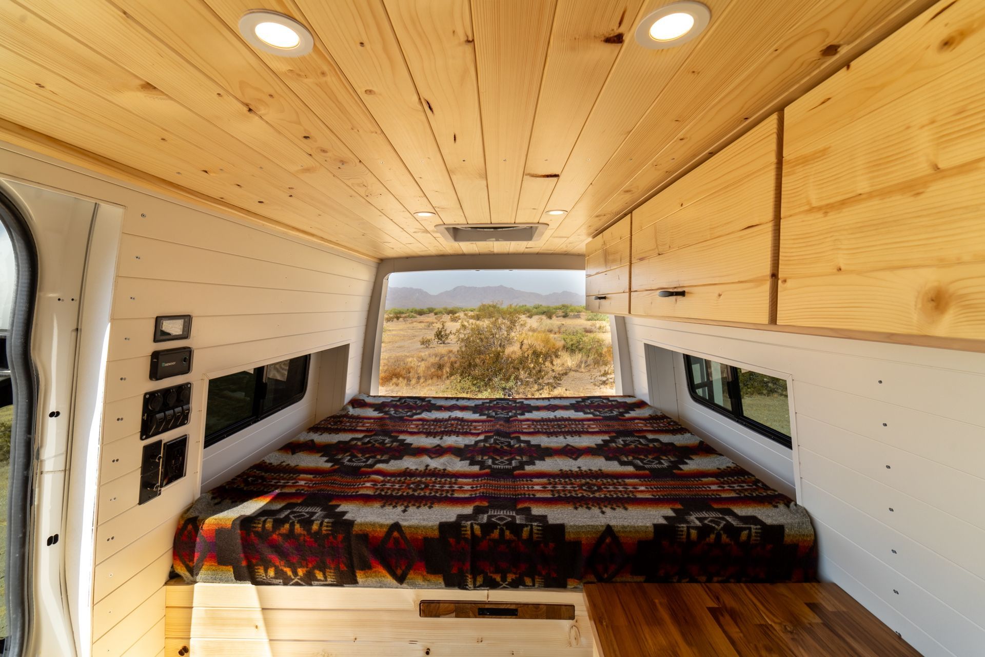 bed in camper van
