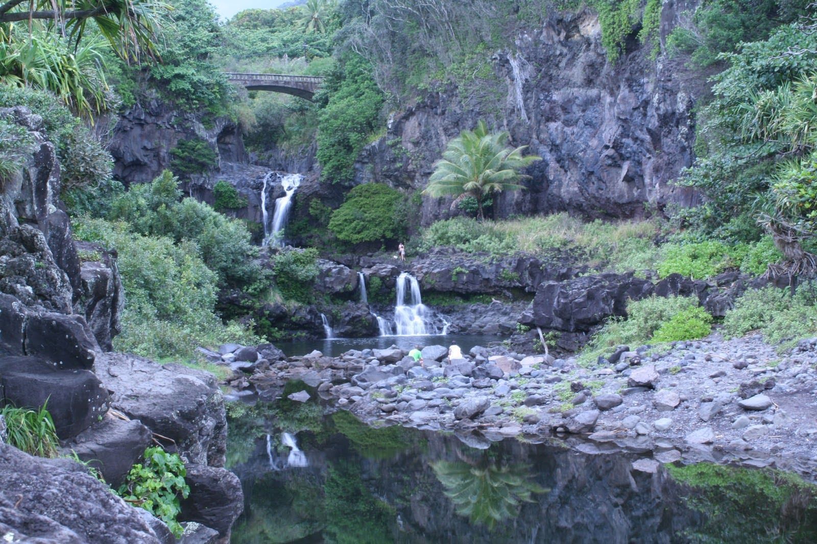 Waterfalls at Kīpahulu Campground in Haleakalā National Park driving with Mana Vans Hawaii.