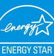 Un logo Energy Star avec une étoile blanche sur fond bleu