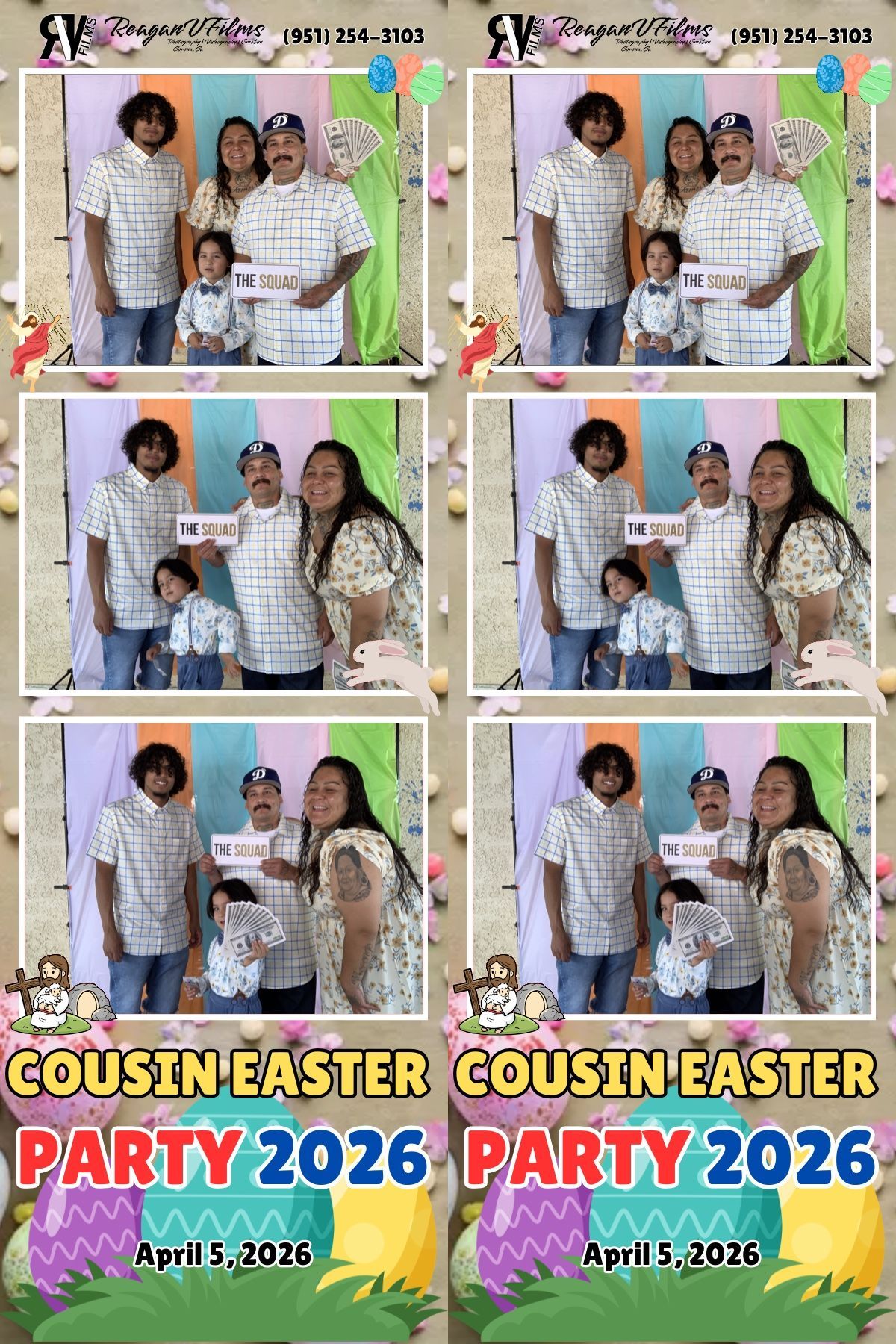 Photobooth strips from Corona Ranch Elementary Trunk or Treat with kids, jack-o'-lanterns, and a ghost. Date: October 24, 2025.