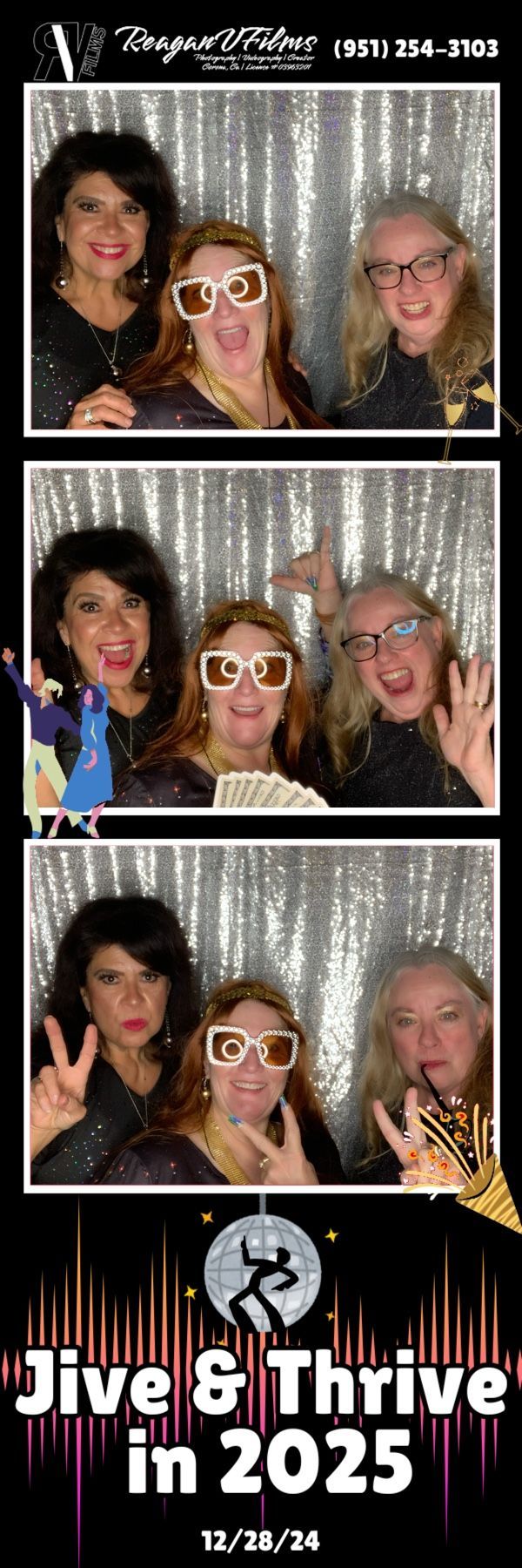 Photo booth strip: people in party hats/glasses posing for Angel Briones Torres’ 6th birthday. Transformers graphic.
