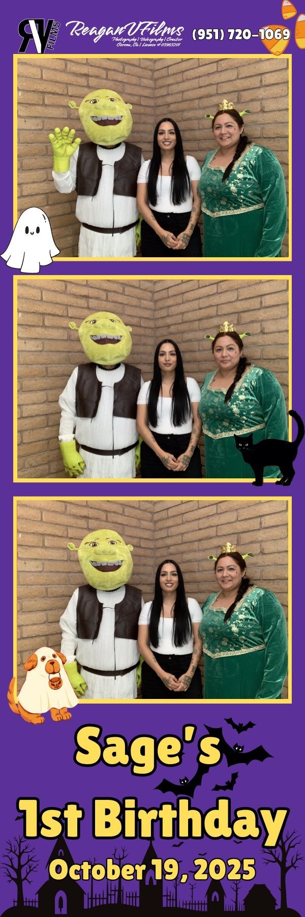 Photo booth strip: group posing at 