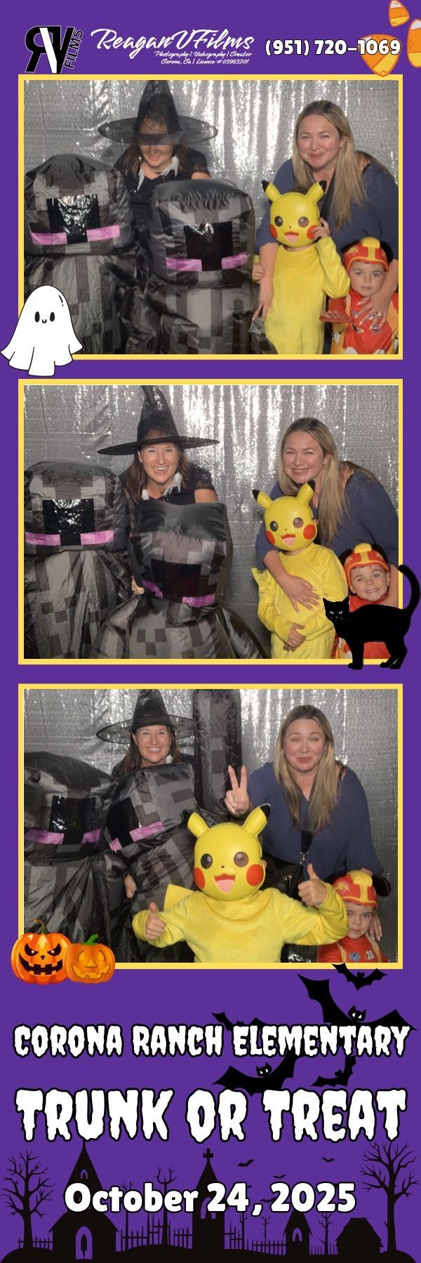 Photo booth strip: group posing at 