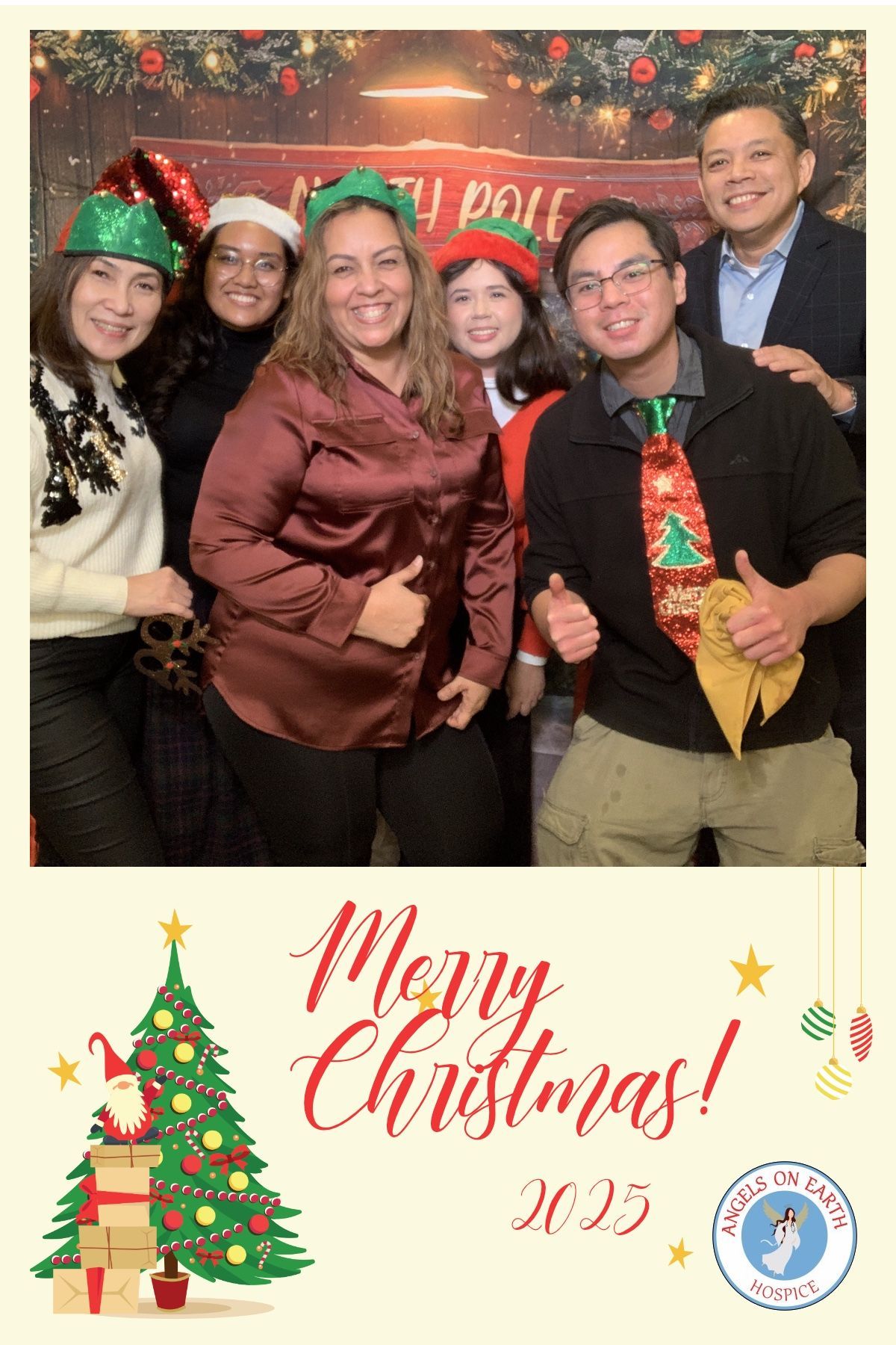 Photo booth collage: Danny Jorda's 70th birthday. Group poses with props in front of a gold backdrop.