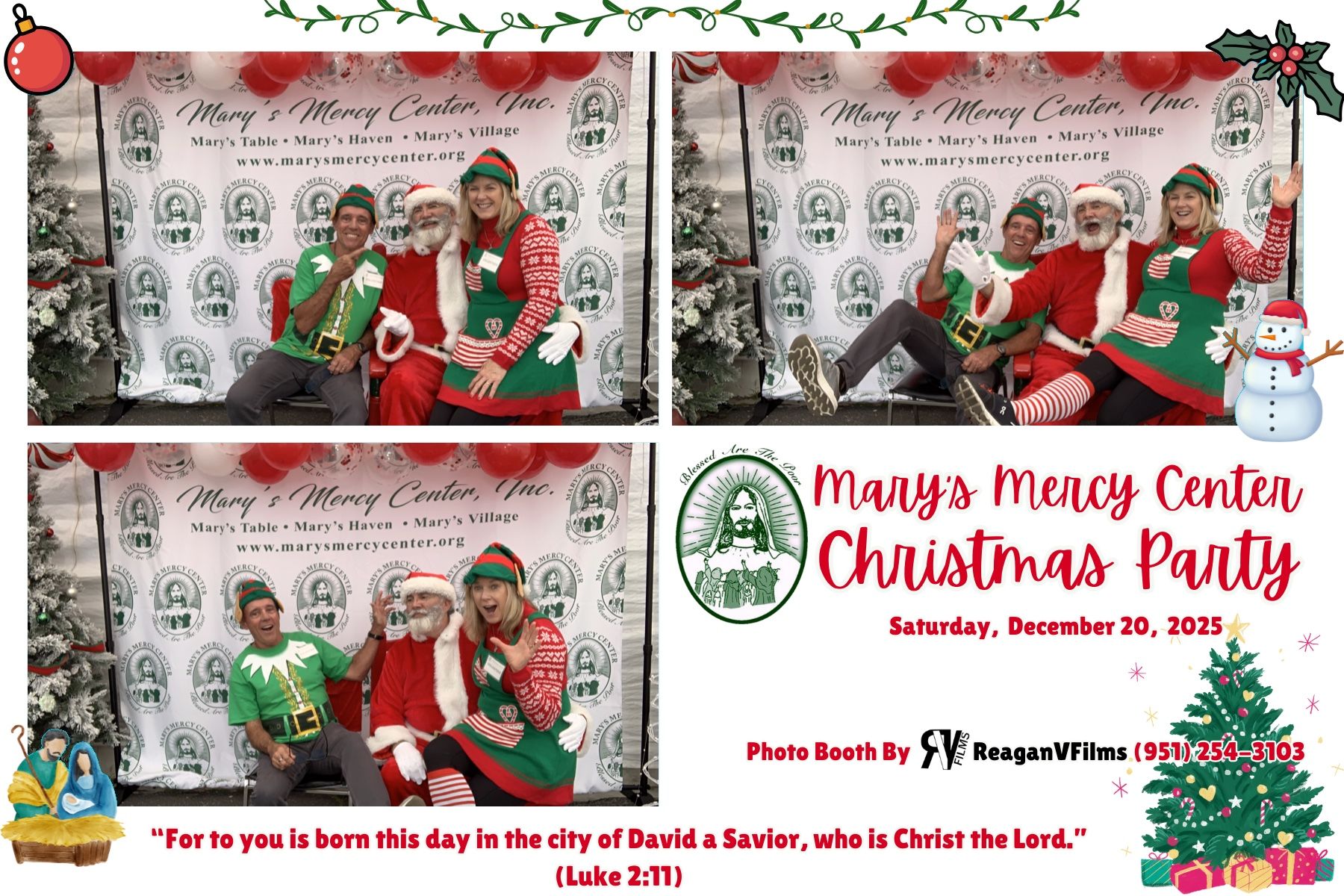 Photo booth collage: Danny Jorda's 70th birthday. Group poses with props in front of a gold backdrop.