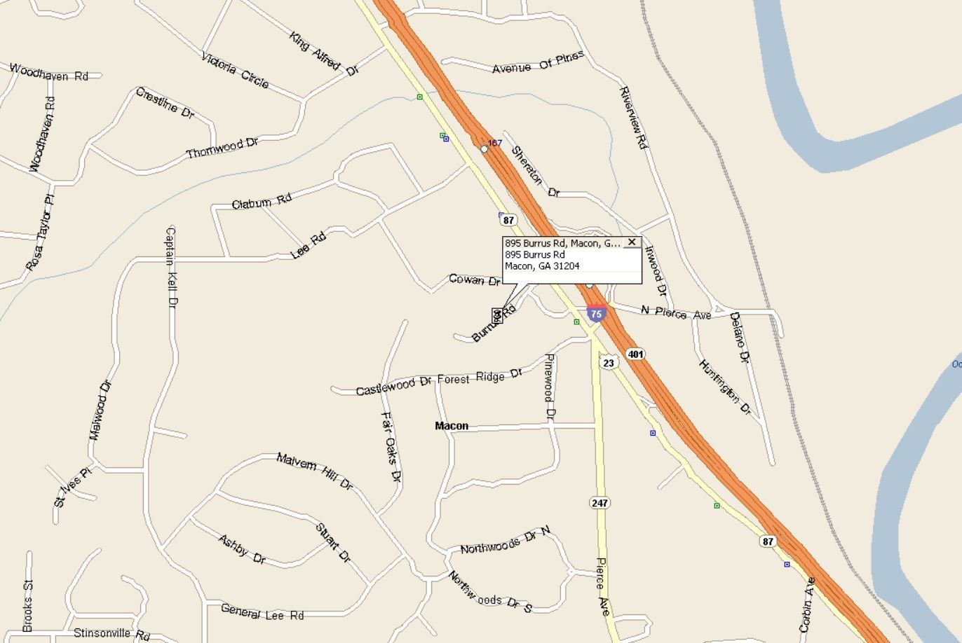 A map of a city with a river in the background