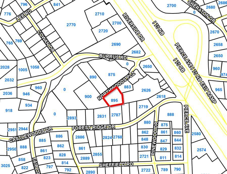 A map of a residential area with lots of numbers