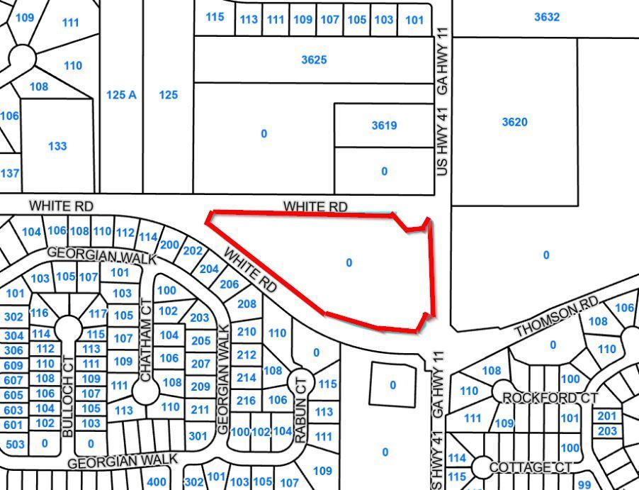 A map showing the location of white rd