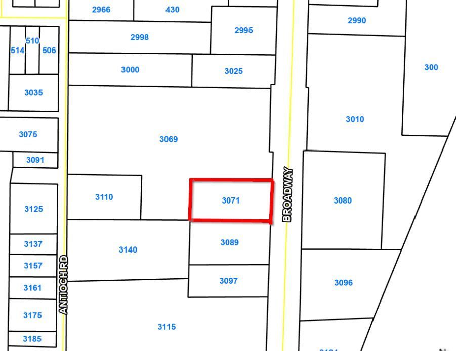 A map of a city with a red square in the middle