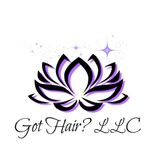The logo for get hair llc is a lotus flower.