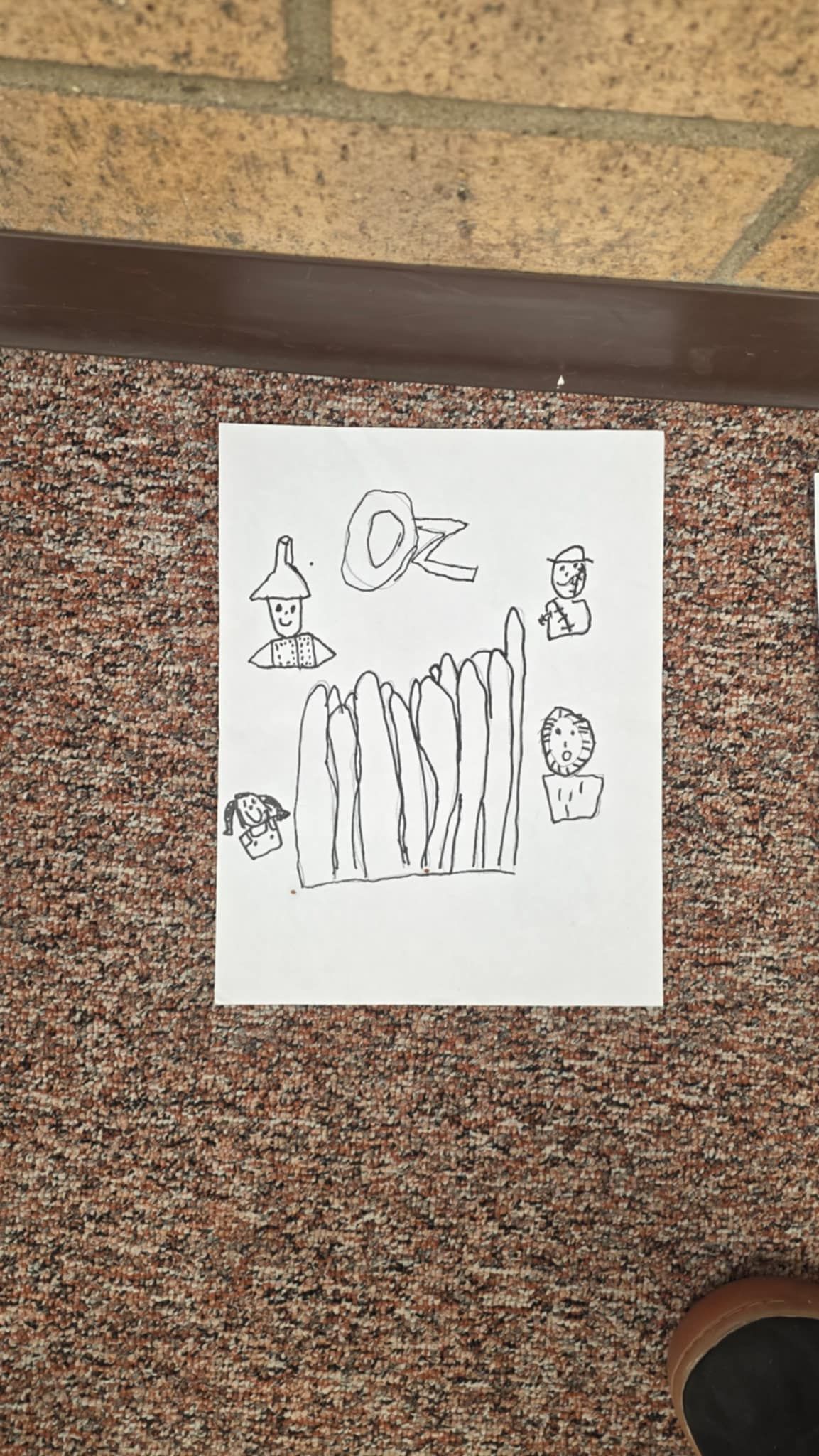 Line drawing of Super Mario Bros. level; Mario, Goombas, Question block, clouds, flagpole, castle.