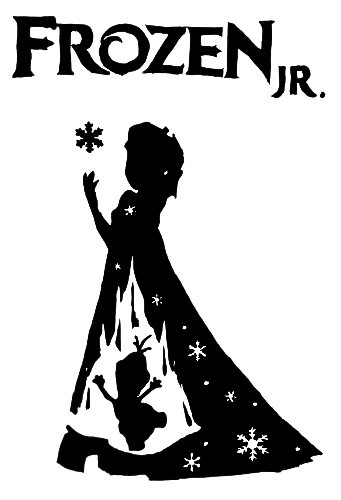 Silhouette of Elsa with snowflake, the word 