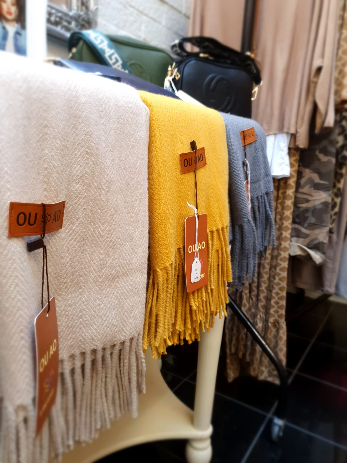 Yellow and white throw