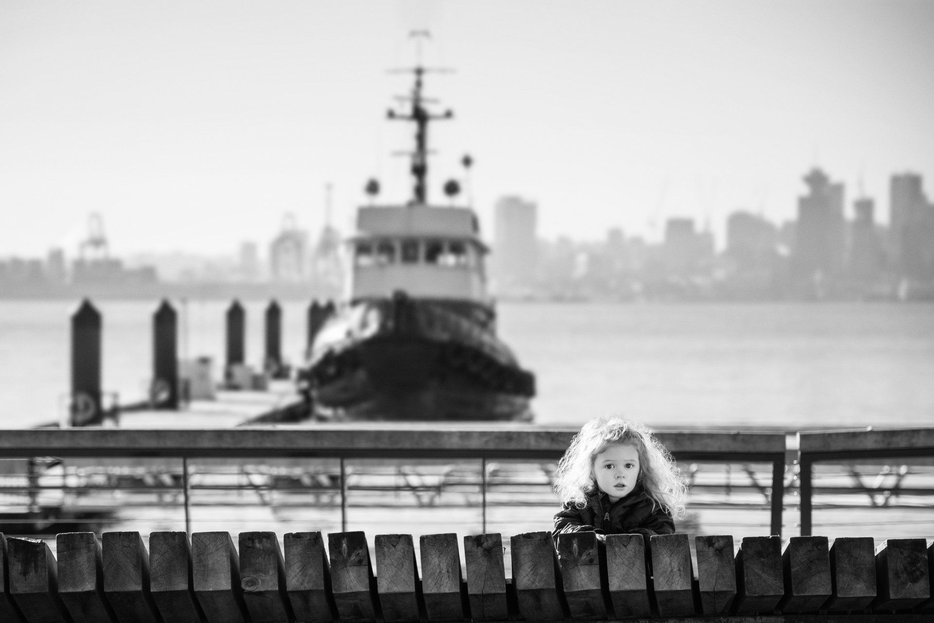 Natalie-DAngelo-Photography-Vancouver-BC-Canada-BlackWhite-Family-Portraits-Visual-Storyteller-little-girl-boat-dock
