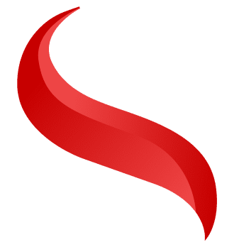 A red swirl is on a white background