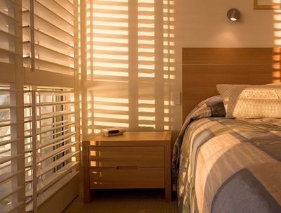 Bedroom with Blinds — Wichita Falls, TX — Sonic Solutions