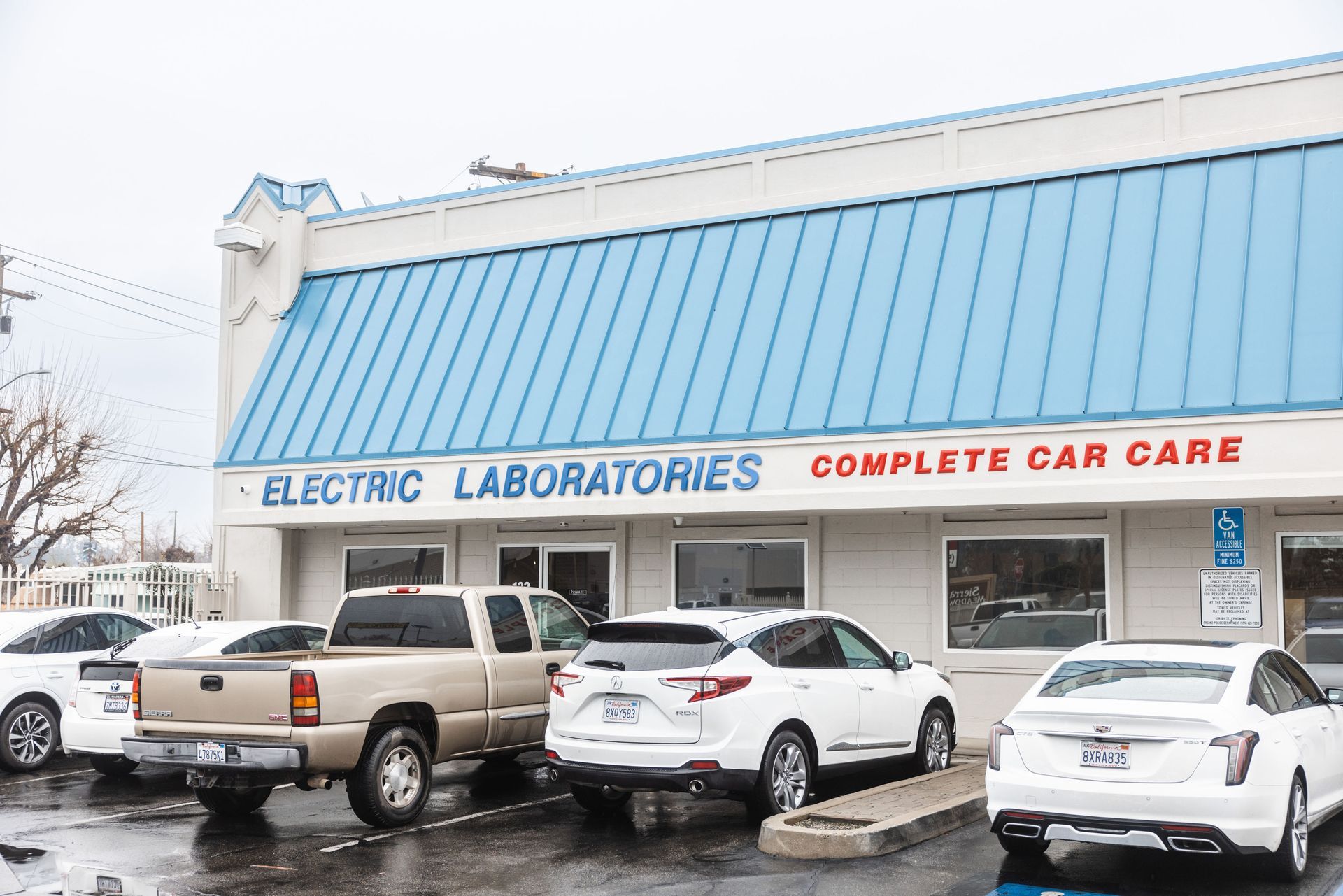 In Front of Our Service Center in Fresno, CA - Electric Laboratories Complete Car Care