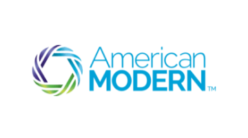 American Modern logo, featuring a circular, multi-colored abstract icon next to the company name in blue text.