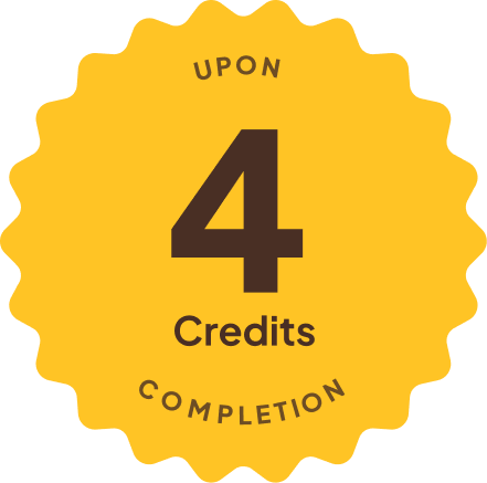 Blue badge with text: 