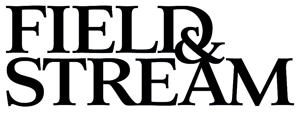 A black and white logo for field & stream on a white background.