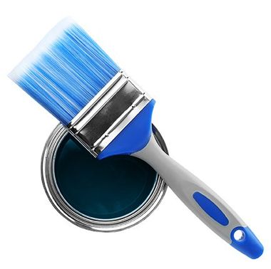 Farbe und Pinsel in blau
