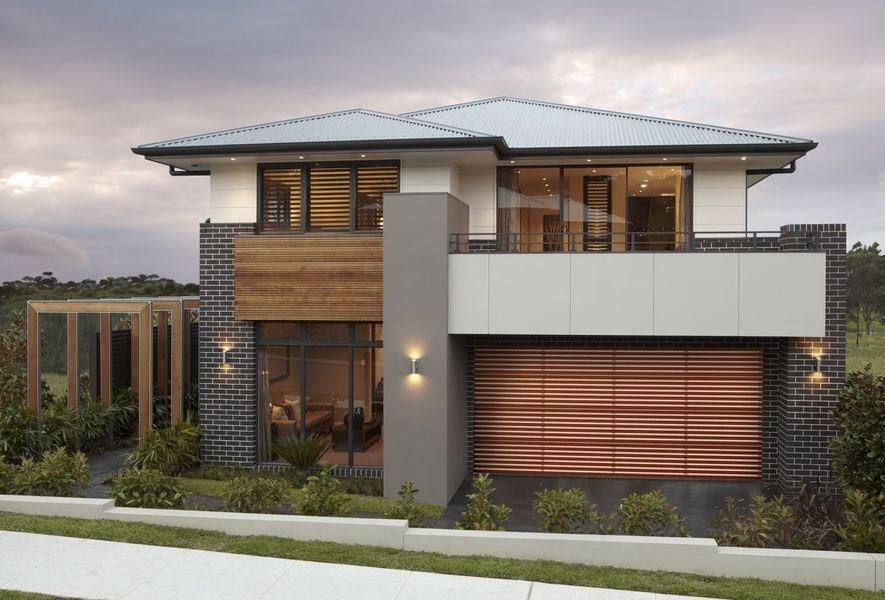 A Modern House With A Wooden Garage Door — The Roller Door Man NQ In Cairns, QLD