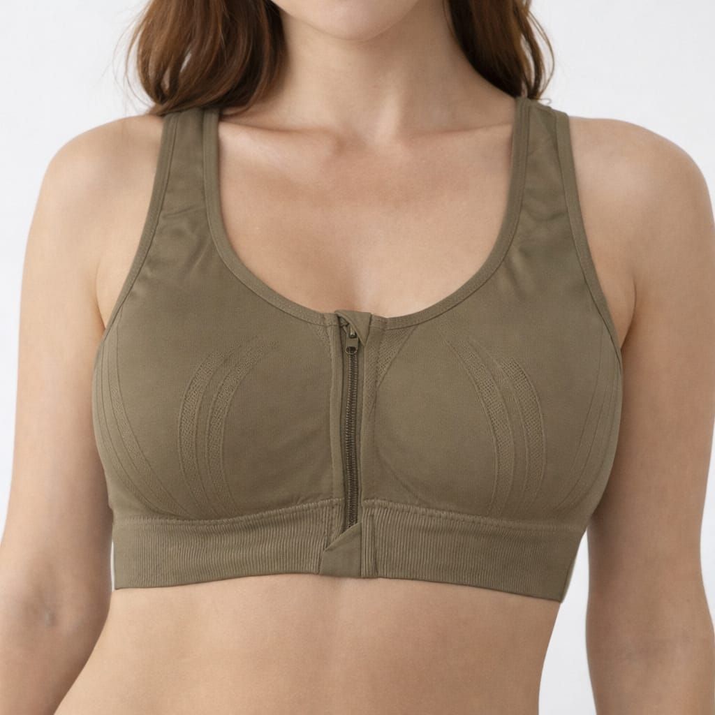 Top con cierre khaki