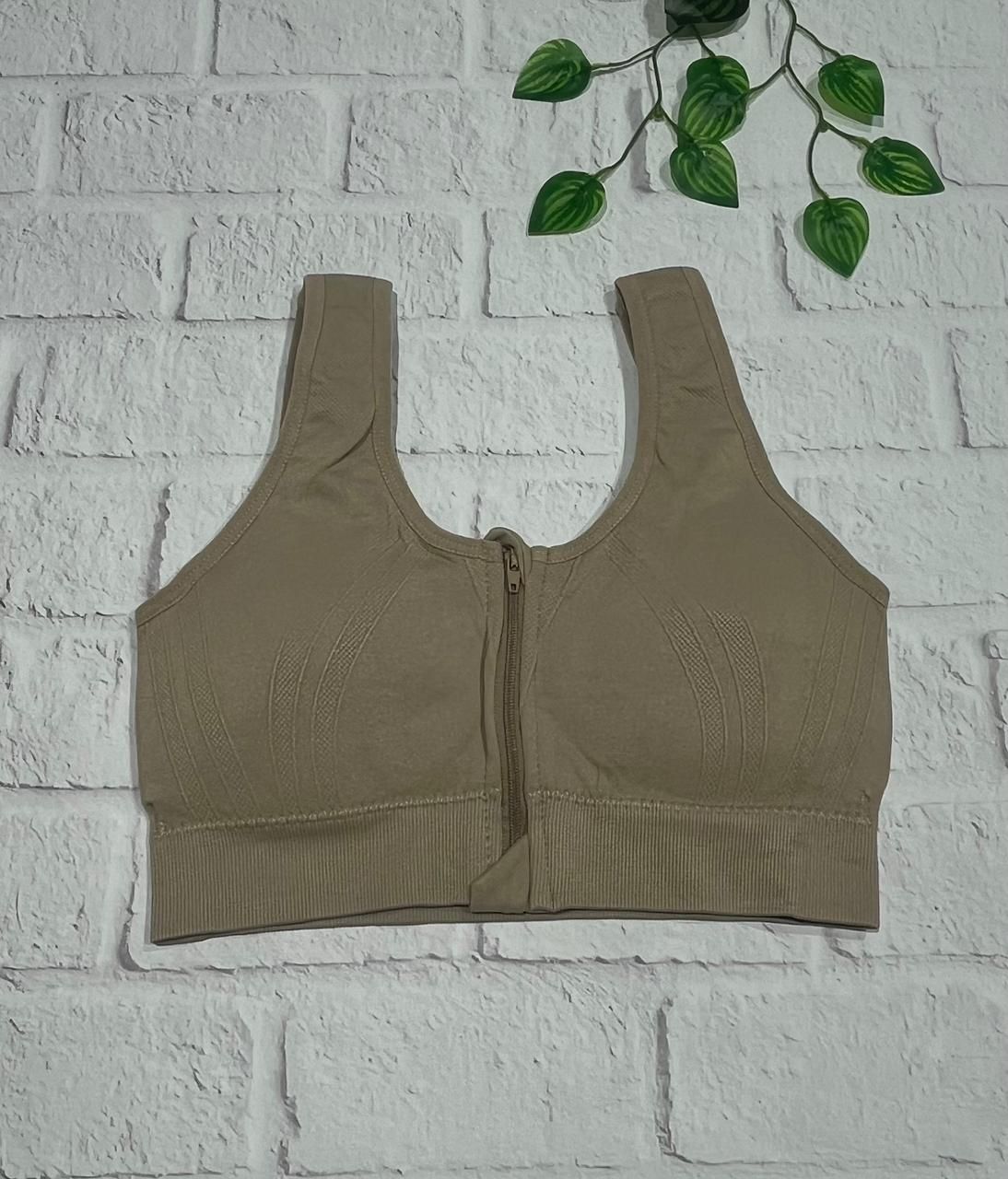 Top con cierre khaki