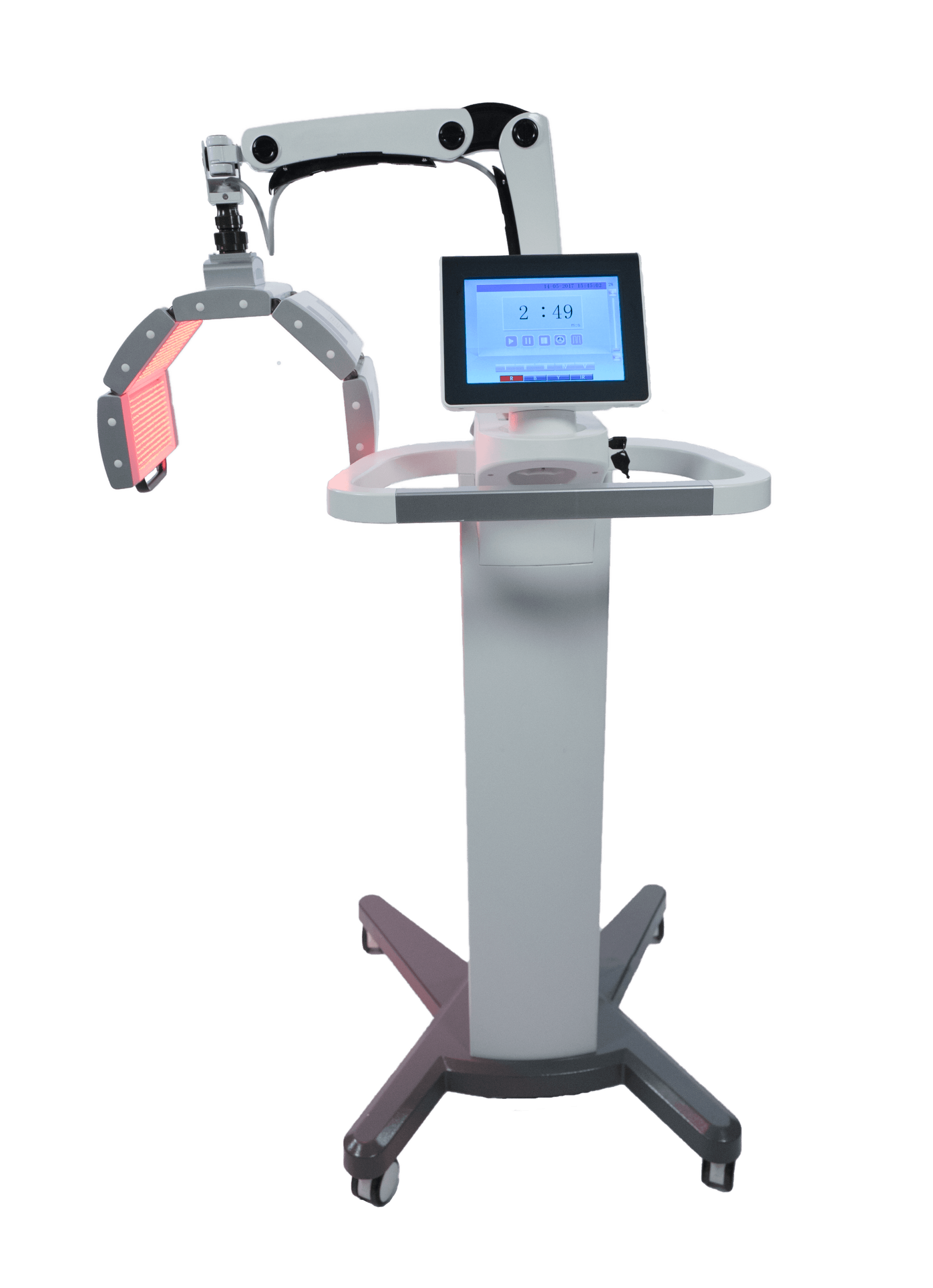 A machine is sitting on a stand with a computer on it.