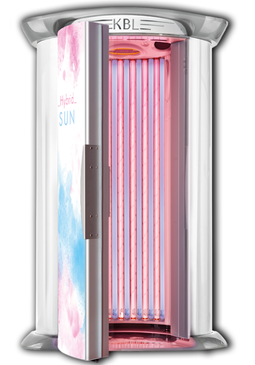 A kbl tanning booth with the door open
