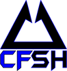 Black and blue CFS logo: mountain symbol above blue letters CFS and H.