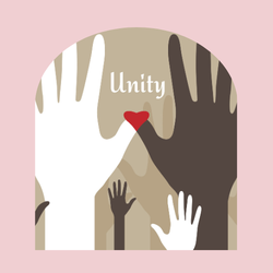 image of hands with Unity in background