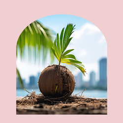 Image if coconut sprouting fronds