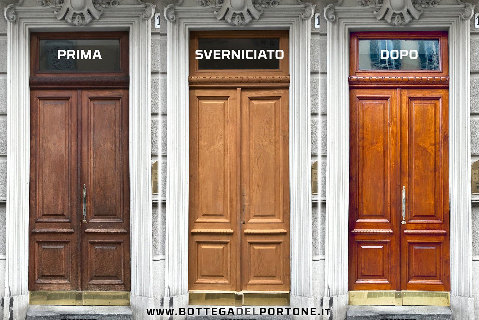 Restauro portone prima e dopo