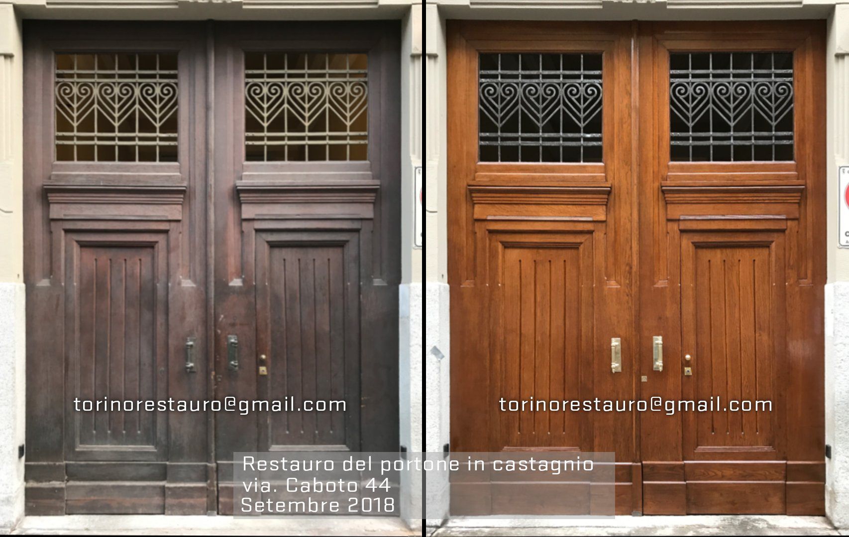 Restauro portone prima e dopo