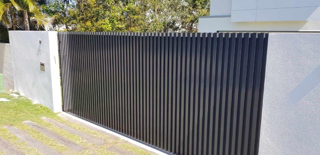 Black Slatted Gate — GJM Balustrading in Noosaville, QLD
