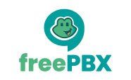 A logo for a company called freepbx with a frog in a speech bubble.