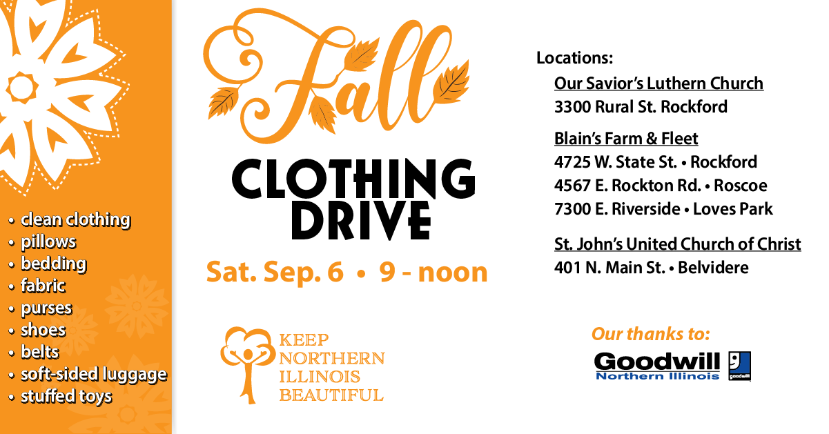 KNIB clothing drive is held in the Spring and Fall.  Textiles can be recycled year round by dropping items off at our Recycle Centers.