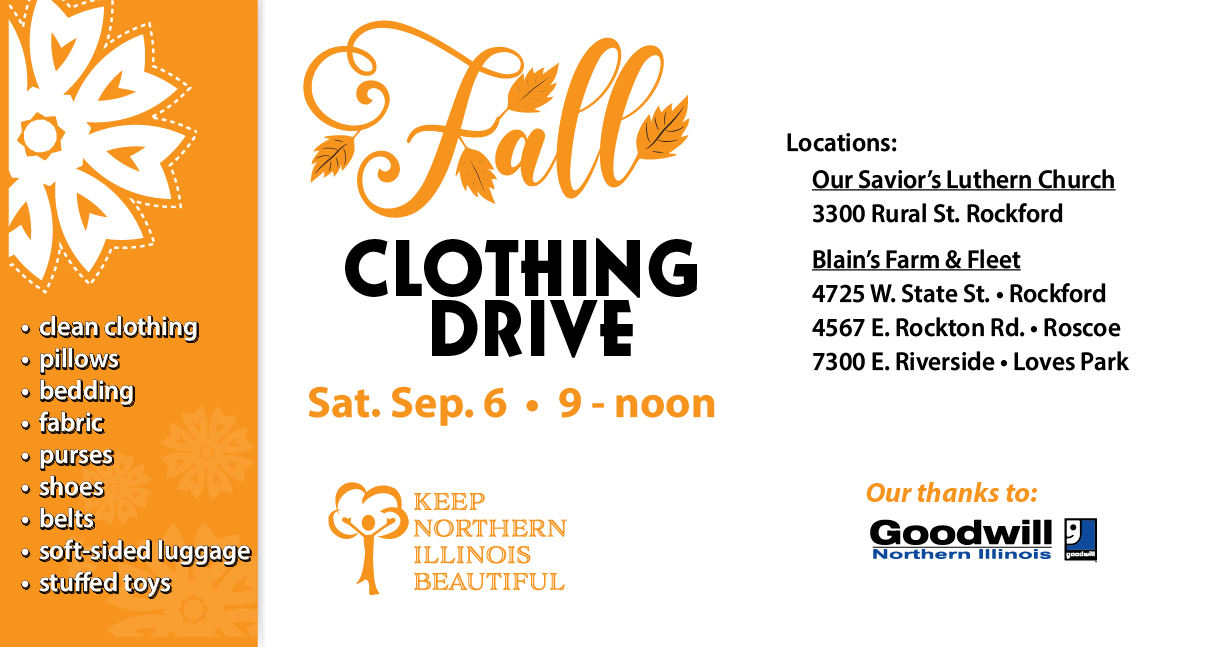 KNIB clothing drive is held in the Spring and Fall.  Textiles can be recycled year round by dropping items off at our Recycle Centers.