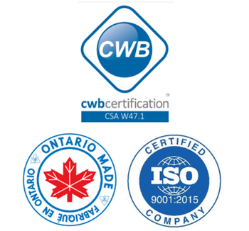 Logos for cwb, ontario made and iso certifications