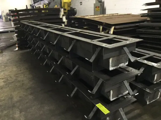 A bunch of metal boxes are stacked on top of each other