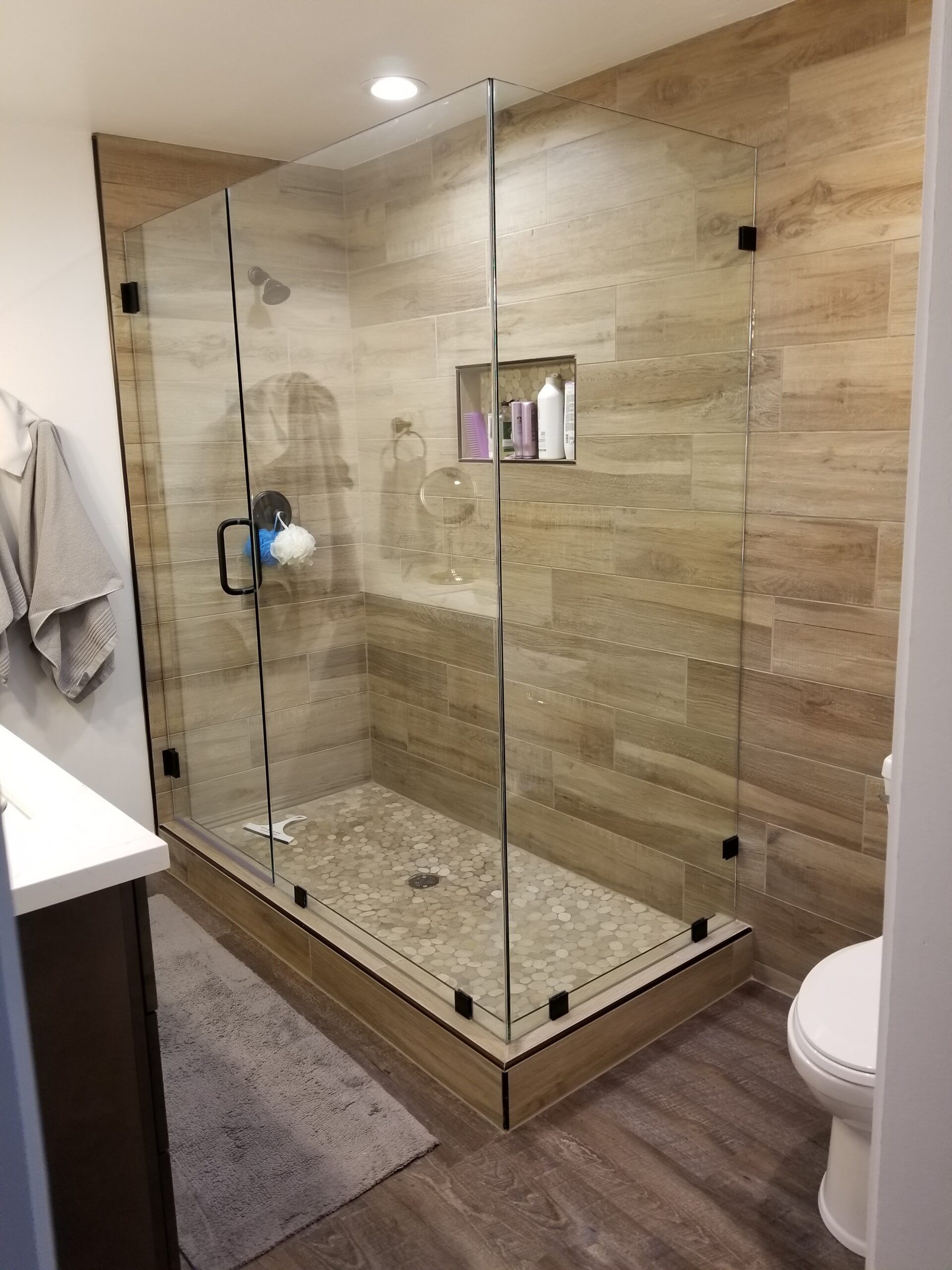 Shower room with transparent door side view|Flagstaff, AZ|Ag Builders