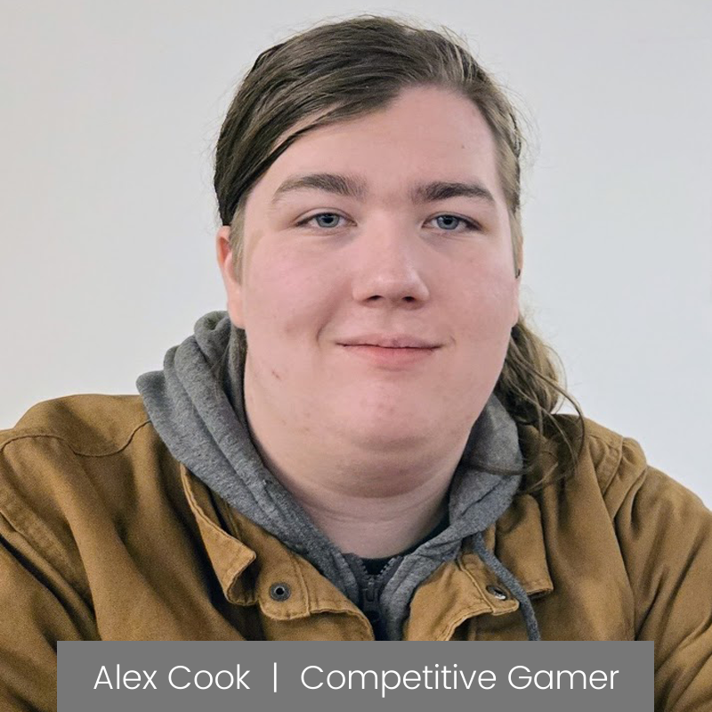 Alex Cook, a grown gameschooler, video game coordinator and speaker.