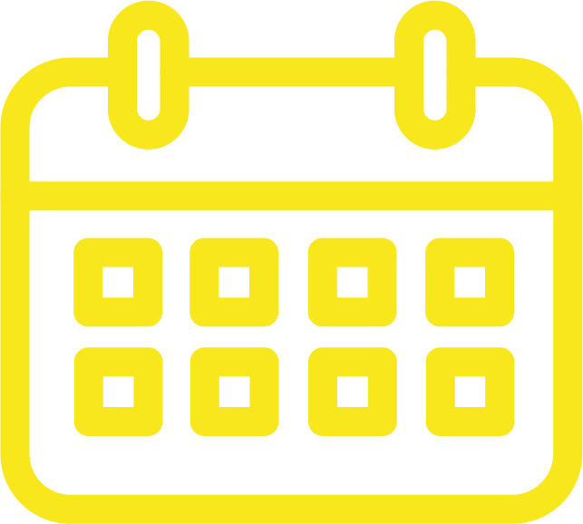 A yellow icon of a calendar with squares on it.