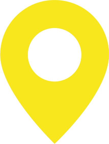 A yellow map pin with a white circle in the middle.