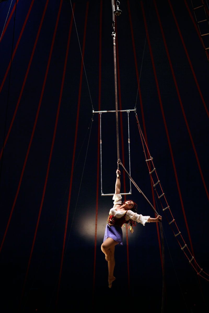 Tosca Zoppe performs her aerial act in Addison, Illinois.