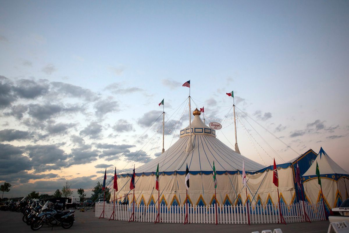 The Zoppe family circus tent on the lot.